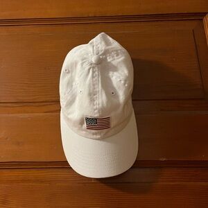 White Baseball Cap American Flag